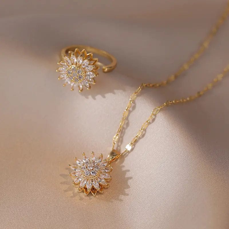 Set Girasol De Lujo Collar Y Anillo
