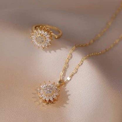Set Girasol De Lujo Collar Y Anillo
