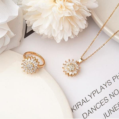 Set Girasol De Lujo Collar Y Anillo