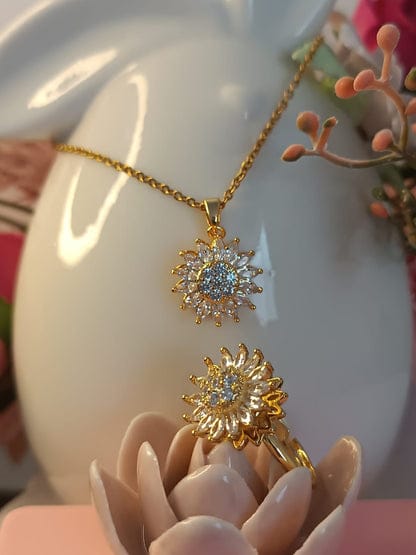 Set Girasol De Lujo Collar Y Anillo